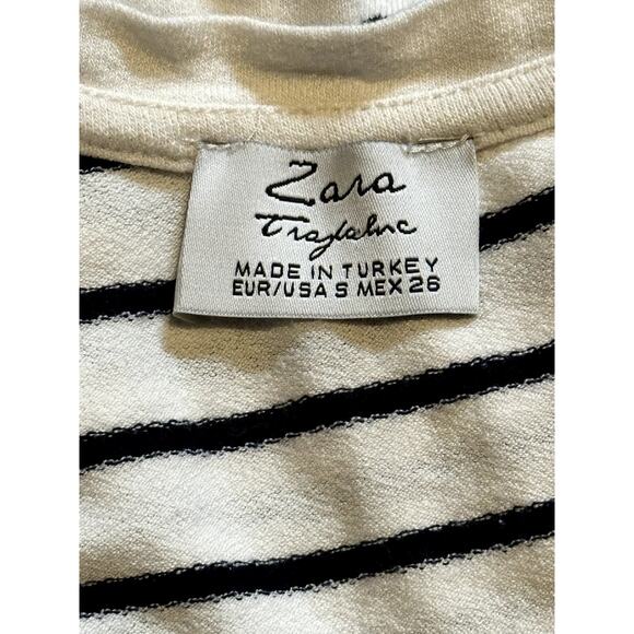 Zara Trafaluc Size S Short Sleeve Dress Breton Stripe Black White Nautical Comfy - Picture 6 of 7